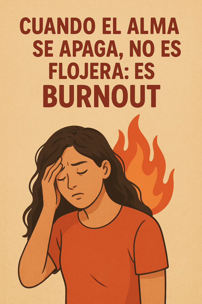 Cuando el alma se apaga, no es flojera: es burnout. Hay un momento en que el cuerpo sigue, pero el alma se detiene. Te levantas, cumples, sonríes… pero algo dentro ya no responde. No es pereza. No es falta de ganas. Es burnout.